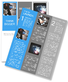 The programmer is holding tablet in hand with the title of the present Newsletter Template