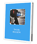 The programmer is holding tablet in hand with the title of the present Presentation Folder