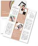 A young boy holding a tablet with the name of the presentation Newsletter Template