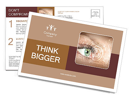 Close-up eyes and Technology Postcard Template
