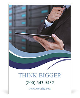 Businessman hand using tablet computer Ad Template