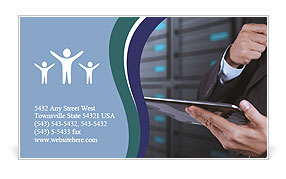 Businessman hand using tablet computer Business Card Template