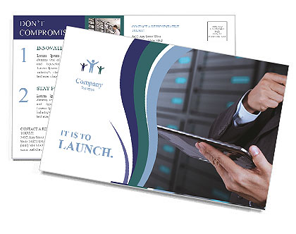 Businessman hand using tablet computer Postcard Template