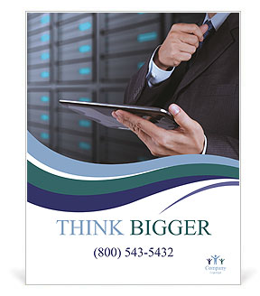 Businessman hand using tablet computer Poster Template