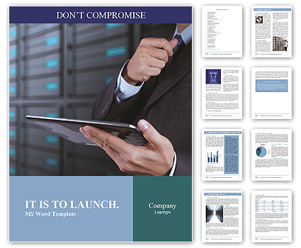 Businessman hand using tablet computer Word Template