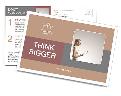 Girl holding a tablet and smiling Postcard Template