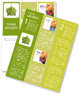 Leaf covered piggy bank - ecology and savings concept Newsletter Template