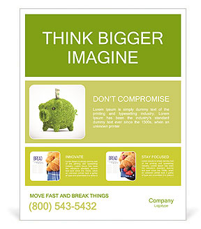 Leaf covered piggy bank - ecology and savings concept Poster Template