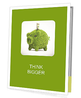 Leaf covered piggy bank - ecology and savings concept Presentation Folder