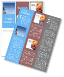 Hiker at the top of a rock with backpack enjoy sunny day Newsletter Template