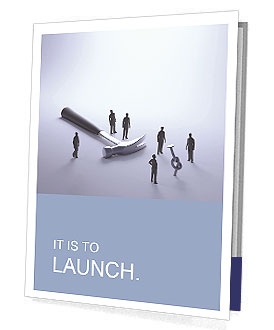 Tiny people trying to hammer a nail - problem solving concept Presentation Folder