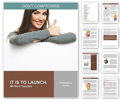 Smiling woman leaning on big blank board Word Template