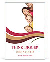 Family with a banner smiling - isolated on a white background Ad Template