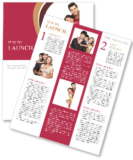 Family with a banner smiling - isolated on a white background Newsletter Template