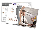 Web advertising and spam concept with businessman and megaphone Postcard Template
