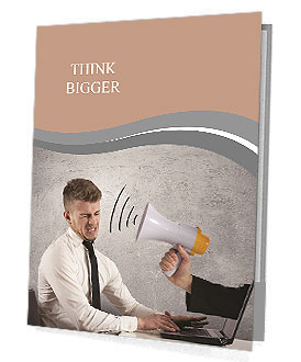 Web advertising and spam concept with businessman and megaphone Presentation Folder