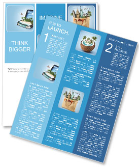 Open suitcase with a tropical island inside. Traveling Newsletter Template