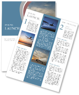 Commercial airplane with sunset Newsletter Template