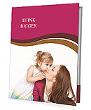 Happy woman and young girl (child) in bed smiling. Mother day concept Presentation Folder