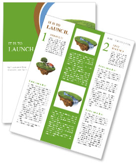 River with falls on the little magic planet. Piece of land in the air. Concept of success and happin Newsletter Template