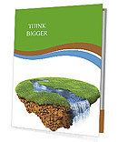 River with falls on the little magic planet. Piece of land in the air. Concept of success and happin Presentation Folder