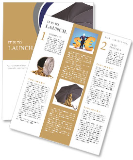 Pile of gold coins under the umbrella. isolated on white. Newsletter Template