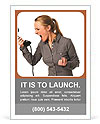 Business woman yelling at phone Ad Template