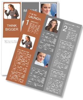 Business woman yelling at phone Newsletter Template