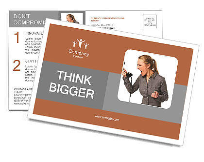 Business woman yelling at phone Postcard Template