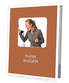 Business woman yelling at phone Presentation Folder