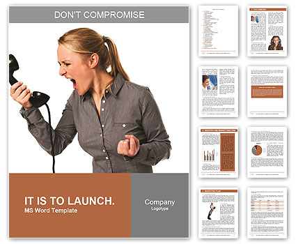 Business woman yelling at phone Word Template