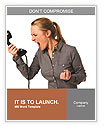 Business woman yelling at phone Word Template