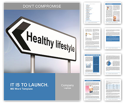 Illustration depicting a sign post with directional arrow containing a healthy lifestyle concept. Bl Word Template