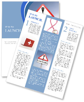 Illustration depicting a red and white triangular warning sign with a 'healthcare' concept. Blurred Newsletter Template