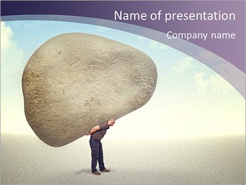 Caucasian ma carry huge stone on his back PowerPoint Template