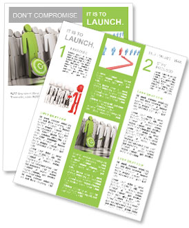 3d green character with a dart in front of his legs with an arrow hitting the center. there is many Newsletter Template