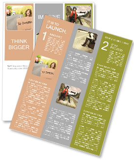Young tourist hitchhiking along a road with message board Newsletter Template