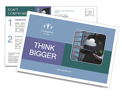 Businesswoman working with a Cloud Computing diagram on the new computer interface Postcard Template