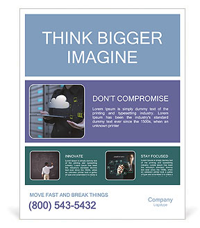 Businesswoman working with a Cloud Computing diagram on the new computer interface Poster Template