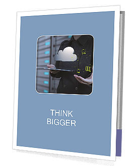 Businesswoman working with a Cloud Computing diagram on the new computer interface Presentation Folder