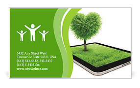 Black tablet like ipade with field and heart shape tree on it. Love concept background Business Card Template