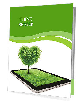 Black tablet like ipade with field and heart shape tree on it. Love concept background Presentation Folder