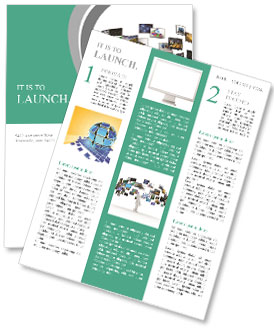 A technology man has images around his head. 3D images Newsletter Template