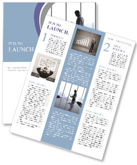 Businessman in office and city in window Newsletter Template