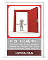 3d people - man, person and a open door. Businessman. Welcome Ad Template