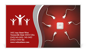 Power cords attracted by a wall socket Business Card Template