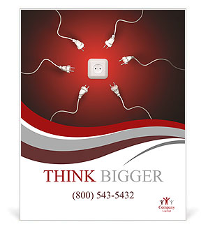 Power cords attracted by a wall socket Poster Template