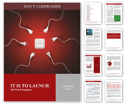 Power cords attracted by a wall socket Word Template