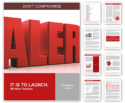 3D Alert text on white background Word Template