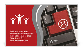 Close up view on conceptual keyboard - Bad mood (red key) Business Card Template